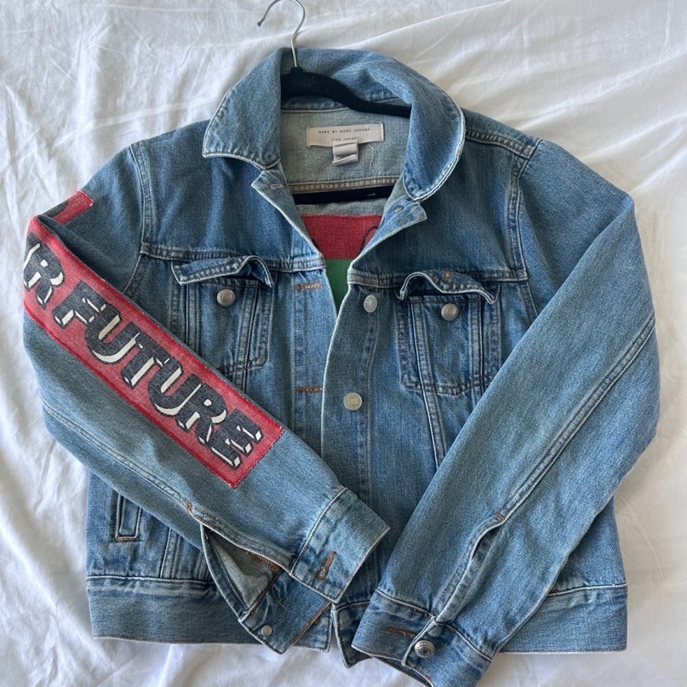 Marc By Marc Jacobs Denim Jacket with Red and Green Graphic